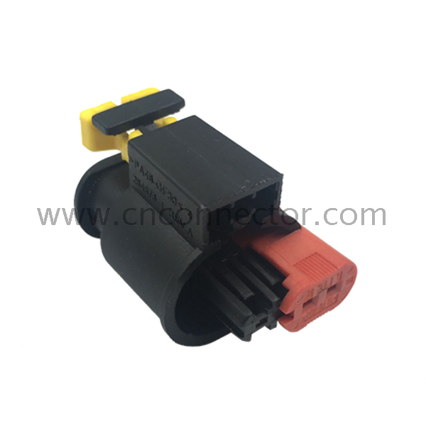(284556-1) black 2 pin female wire plastic cable auto electrical housing connector